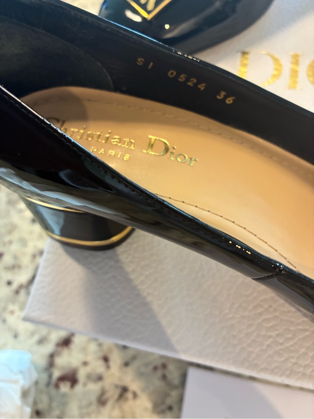 Miss Dior Graff Black Patent Pumps with Gold Miss Dior Plaque - Picture 11 of 11